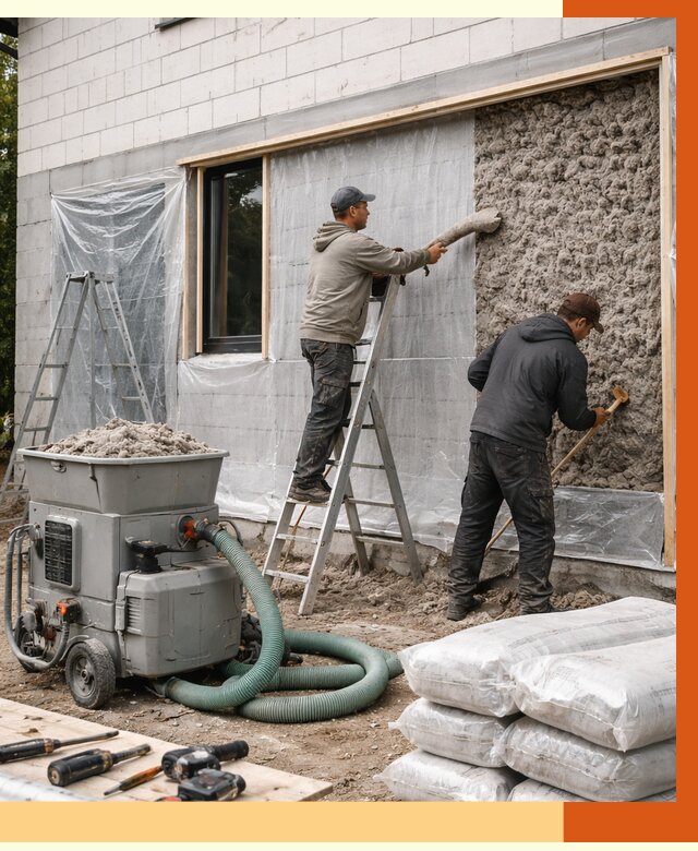 Утепление дома из газобетона эковатой в Альметьевске от 4671 руб./м2 | ТепломастерЛьм
