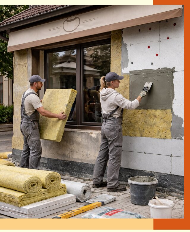 Утепление кафе в Альметьевске от 4360 руб/м2 — комплексно под ключ | ТепломастерЛьм