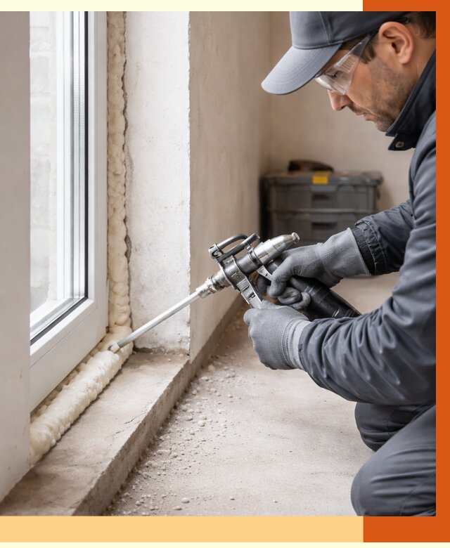 Герметизация стыков ППУ в Альметьевске от 1713 руб. за м2 — утепление примыканий под ключ | ТепломастерЛьм