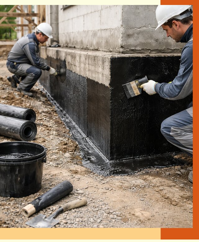 Гидроизоляция фундамента в Альметьевске от 1298 руб. — профессионально, под ключ | ТепломастерЛьм